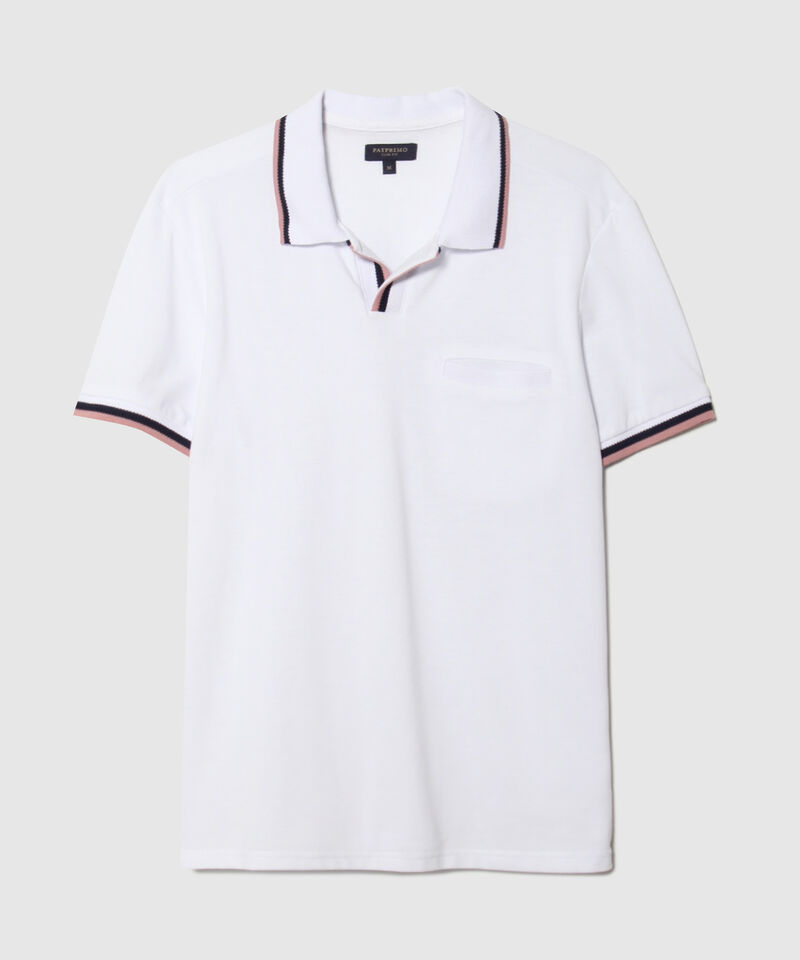 Polo Unicolor Con Pechera Abierta, Cuello, Ribete Y Puños Tejidos. Silueta Slim Fit. Campiello Linea Moda