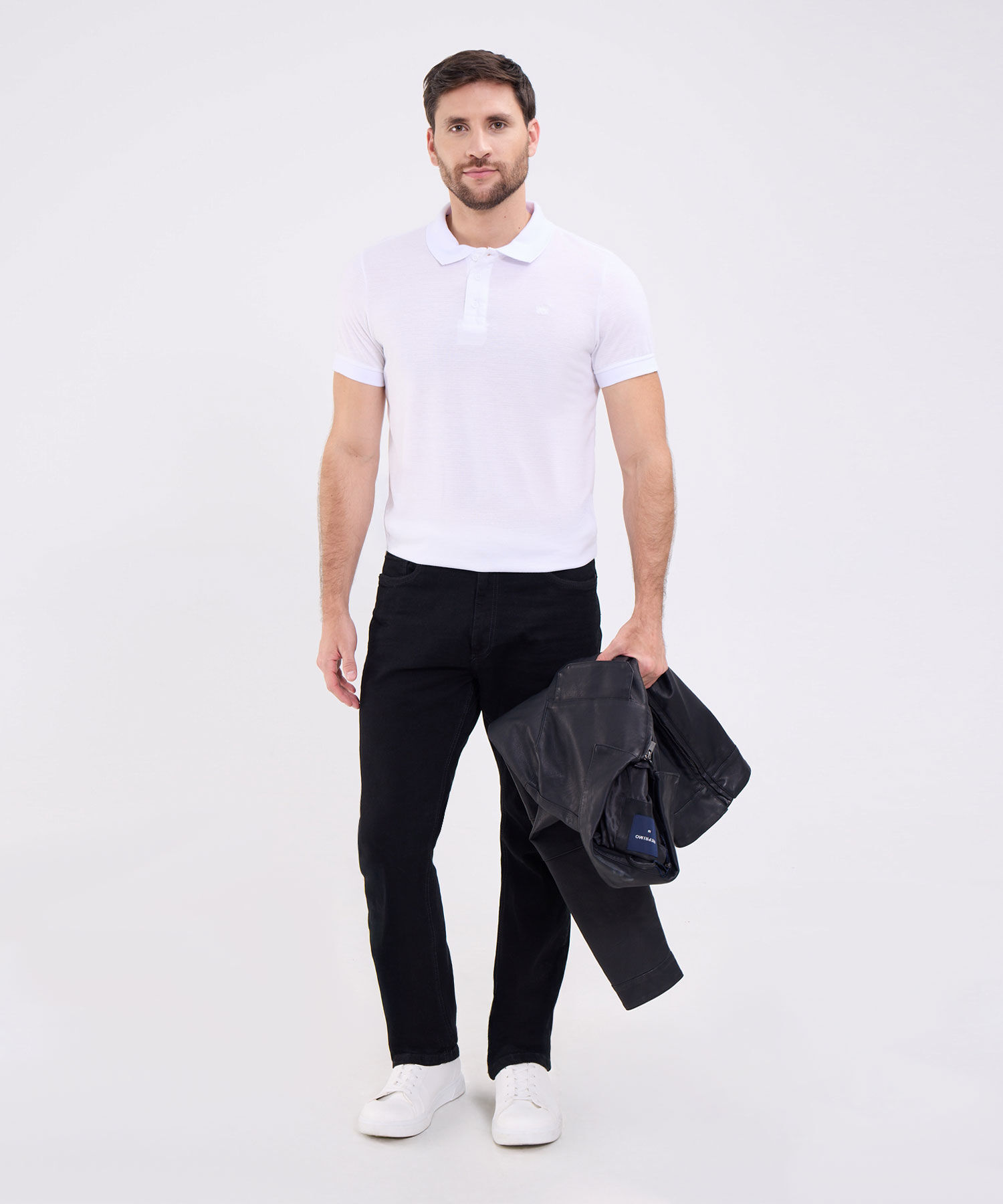 Polo Unicolor Con Textura, Cuello Y Puños Tejidos, Silueta Slim Fit, Lineas