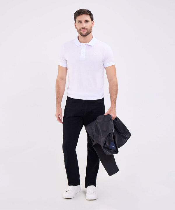 Polo Unicolor Con Textura, Cuello Y Puños Tejidos, Silueta Slim Fit, Lineas image number null