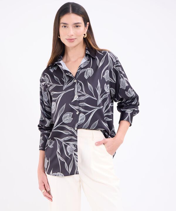 Camisa manga larga estampada para mujer image number null