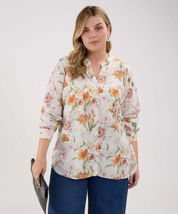 Blusa Estampada, Manga Larga Con Charretera image number null