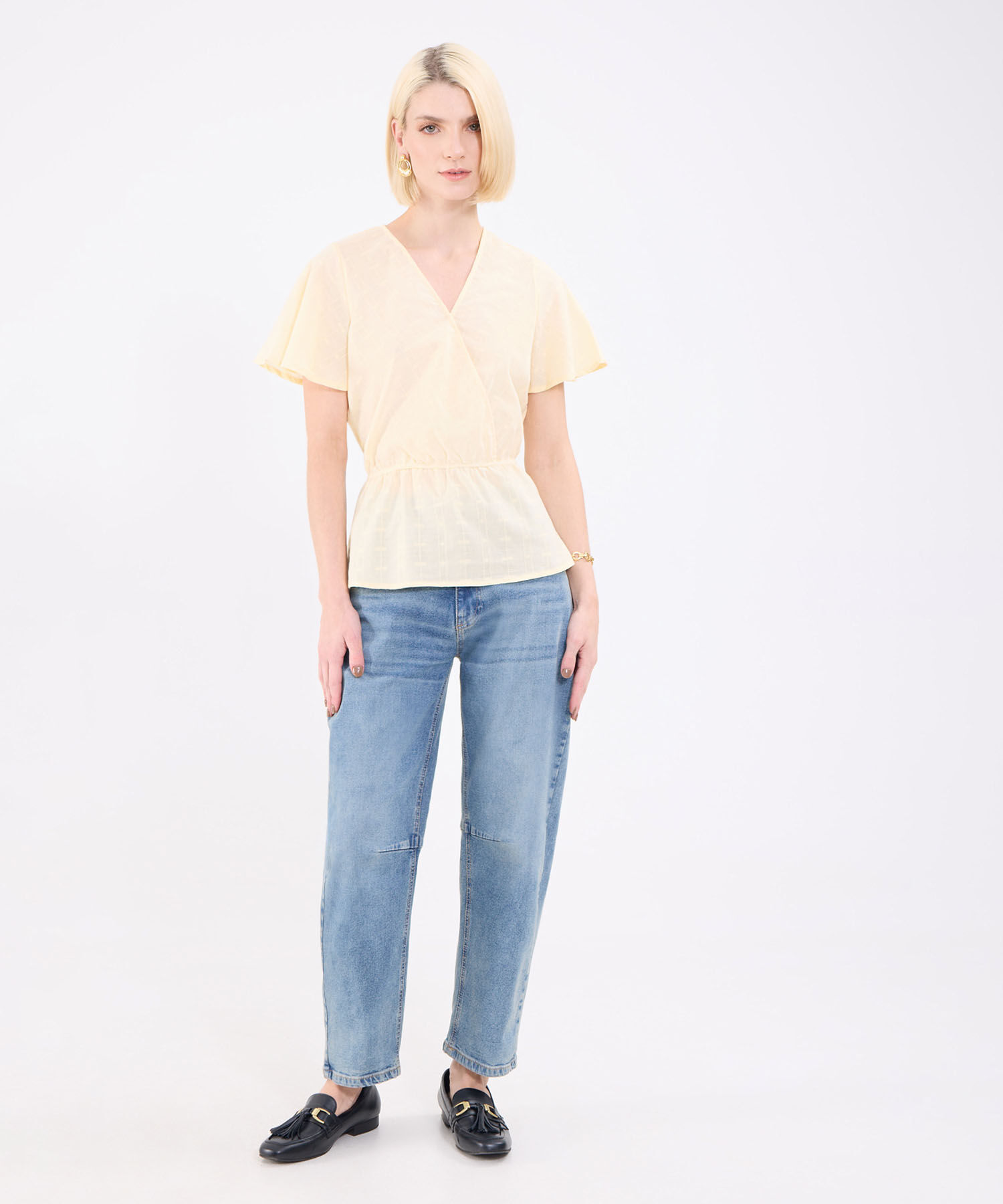 Blusa Unicolor Con Textura