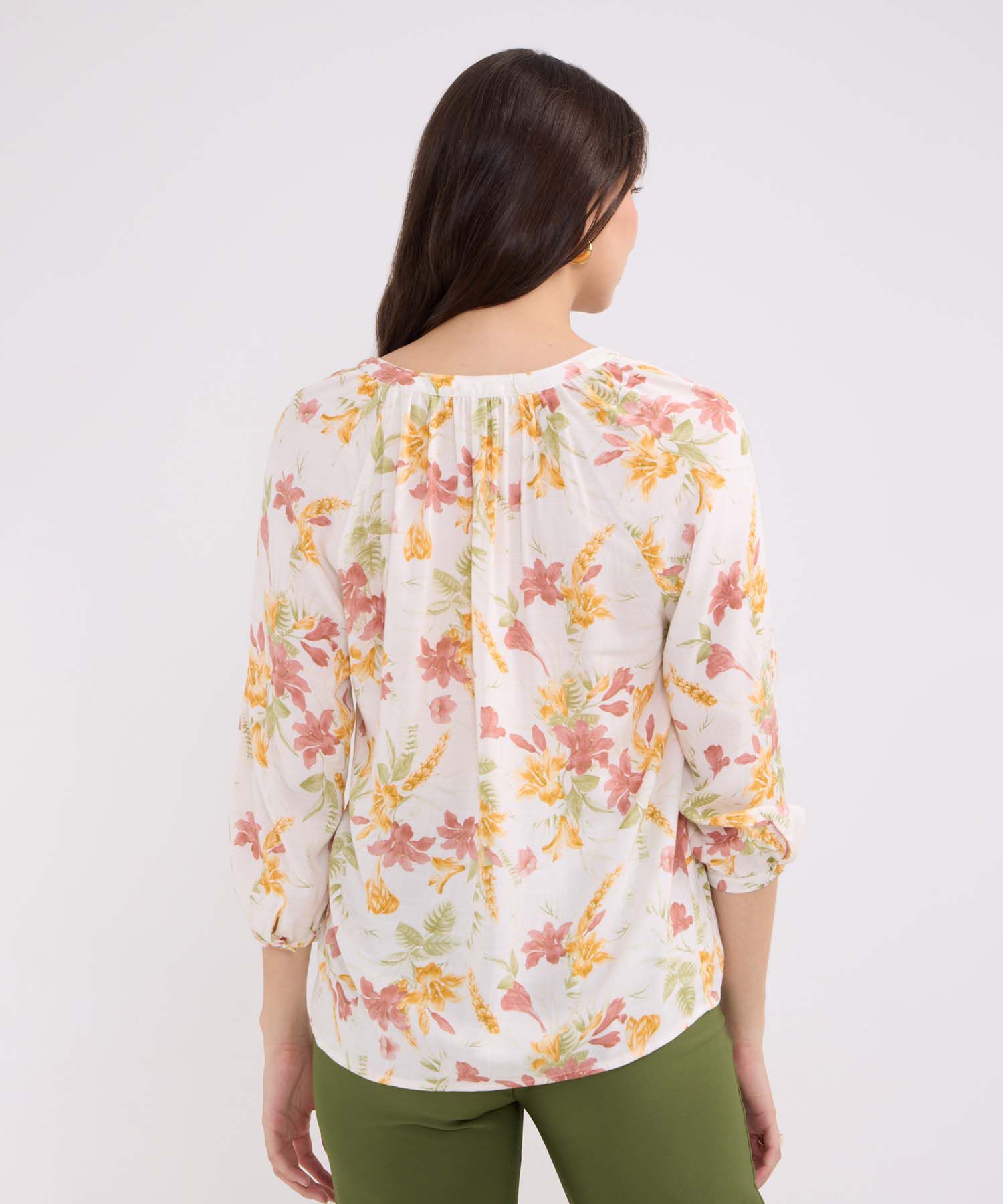 Blusa Manga Tres Cuartos Cuello Neru  Estampada