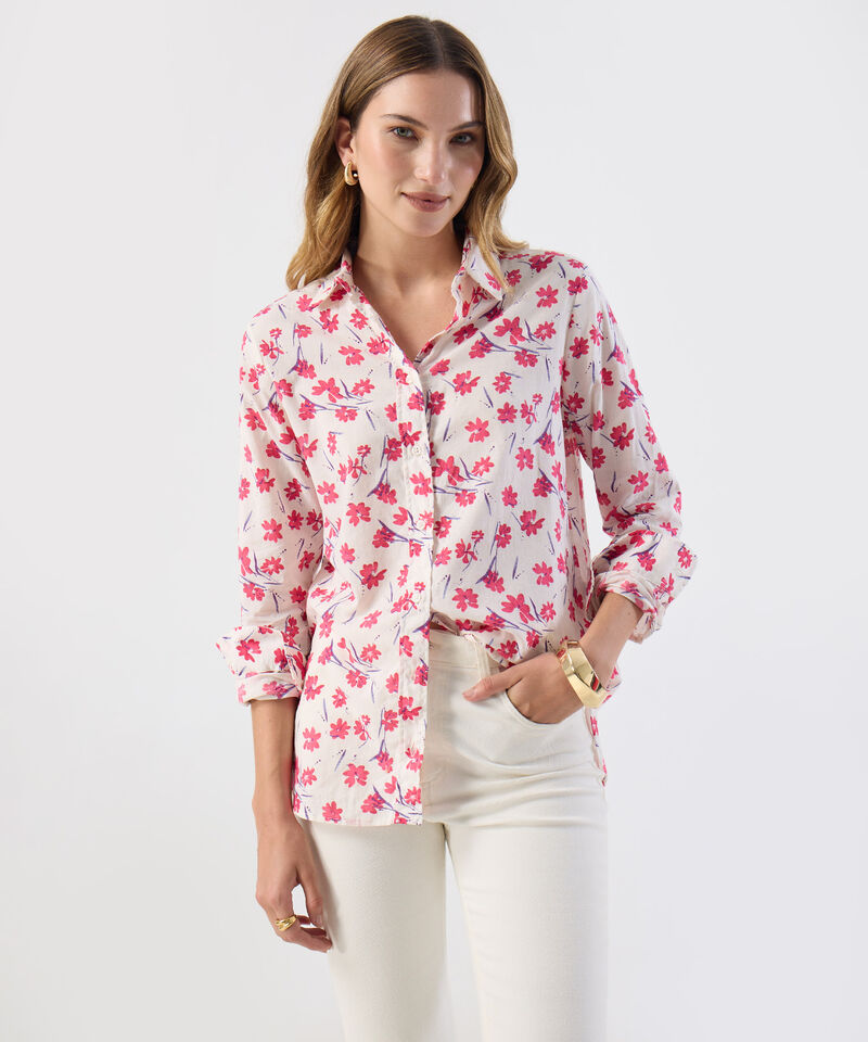 Camisa Manga Larga con Estampado Floral para Mujer