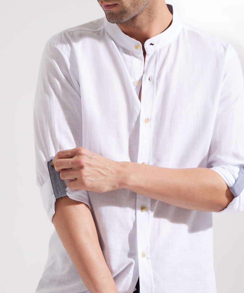 Camisa Manga Larga con Cuello Mao