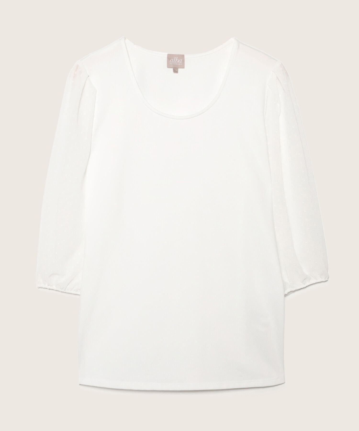 Camiseta Manga 3/4 Unicolor Con Manga En Transparencias
