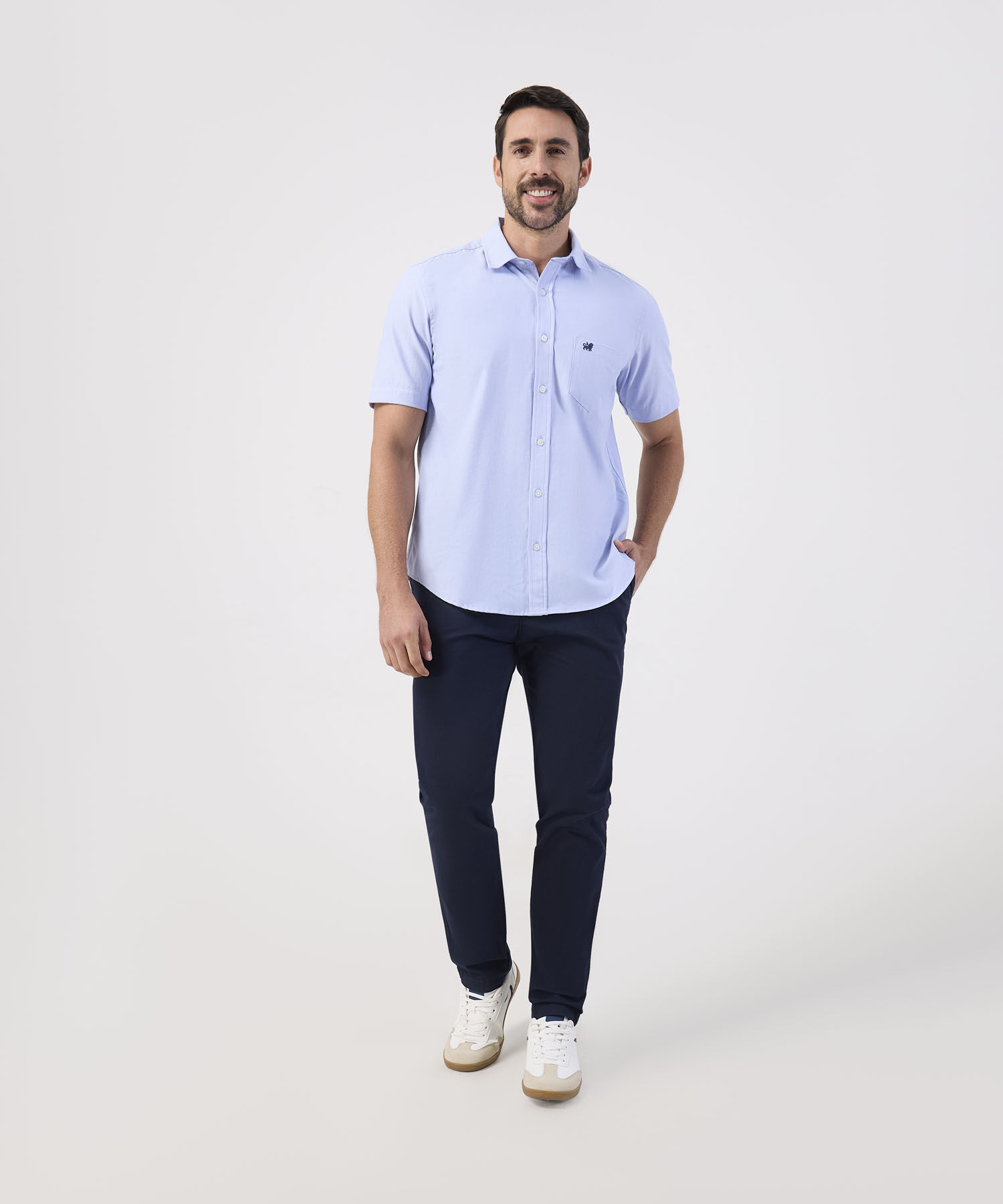 Camisa Unicolor Con Bolsillo 