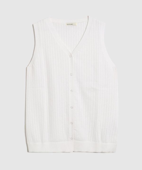 Chaleco Tejido con Perilla de Botones para Mujer image number null