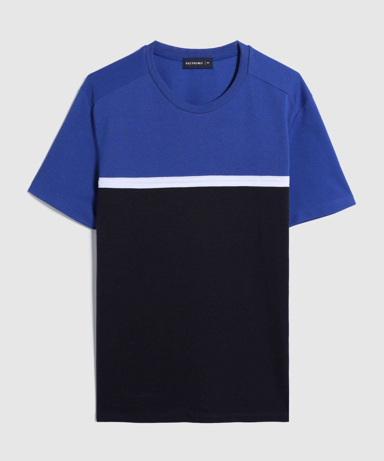 Camiseta Unicolor, Manga Corta, Cuello Redonco Con Cortes, Preppy Naval Linea Moda