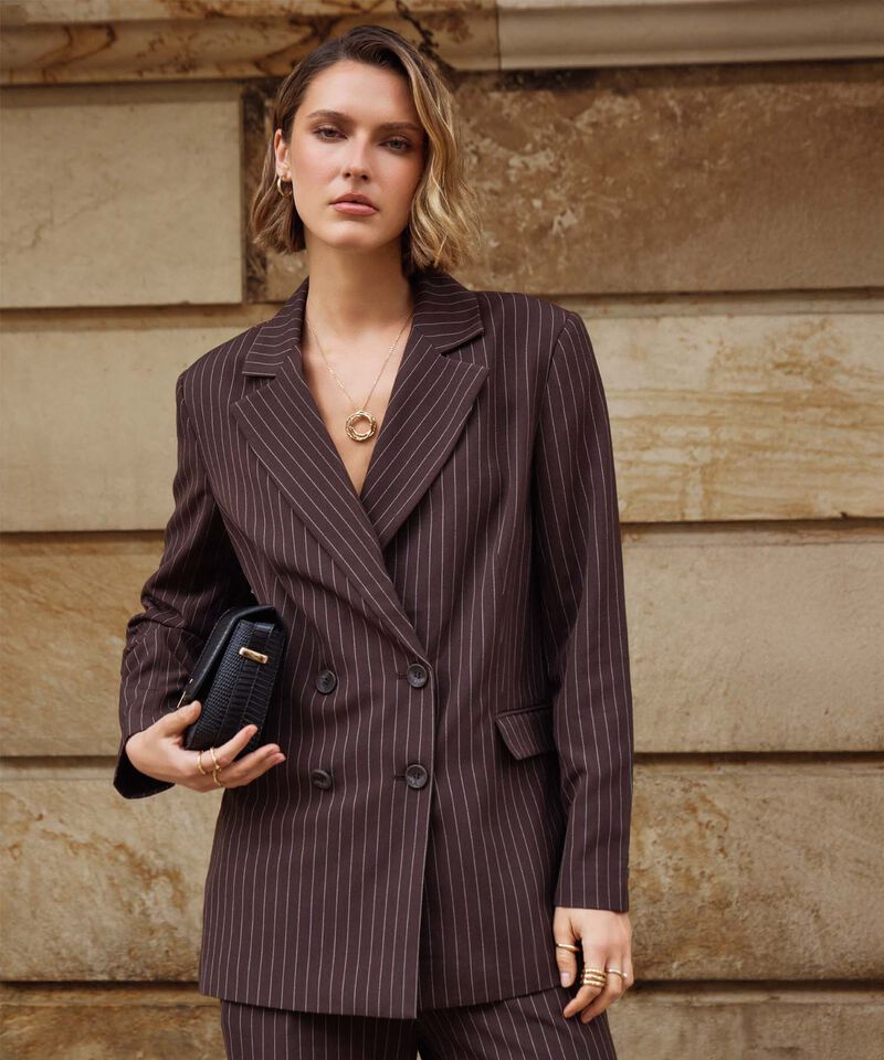 Chaqueta Tipo Blazer Cruzada Para Mujer
