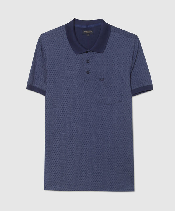 Polo Estampada, Cuello Y Puños Tejidos Con Bolsillo, Silueta Slim Fit,