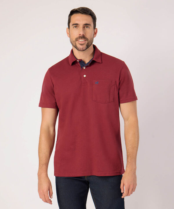 Polo Unicolor, Cuello Duro Con Bolsillo Y Silueta Regular Fit Naranja image number null