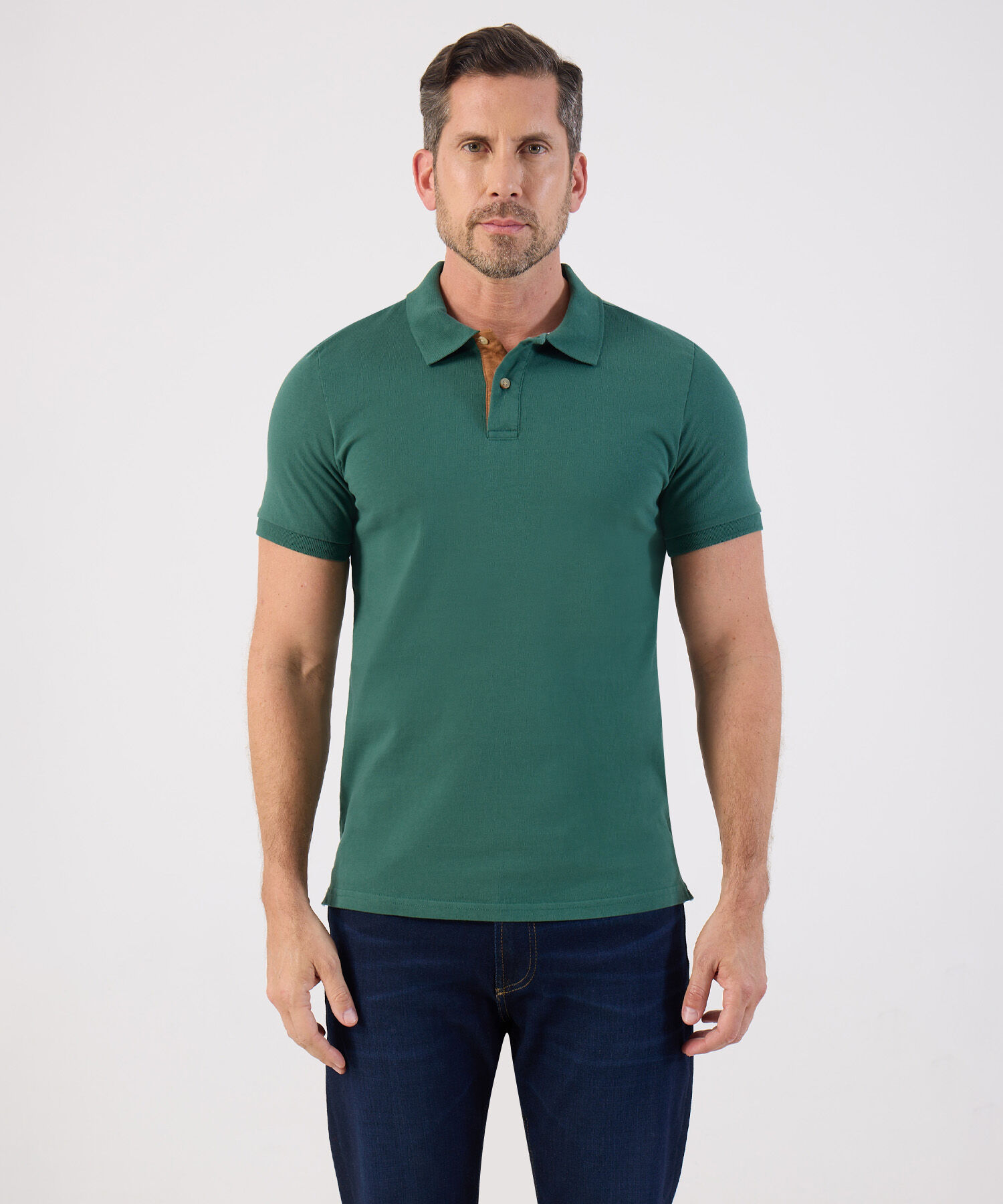 Polo Unicolor Cuello Contraste Hombre