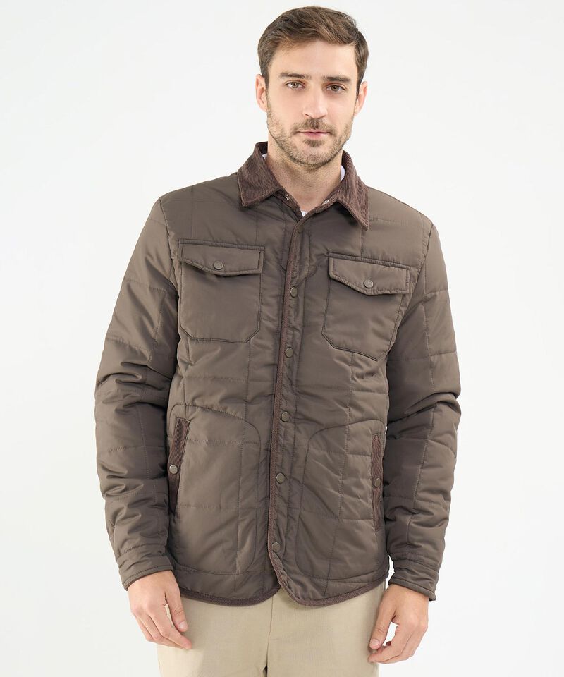 Chaqueta Acolchada Con Detalles En Pana