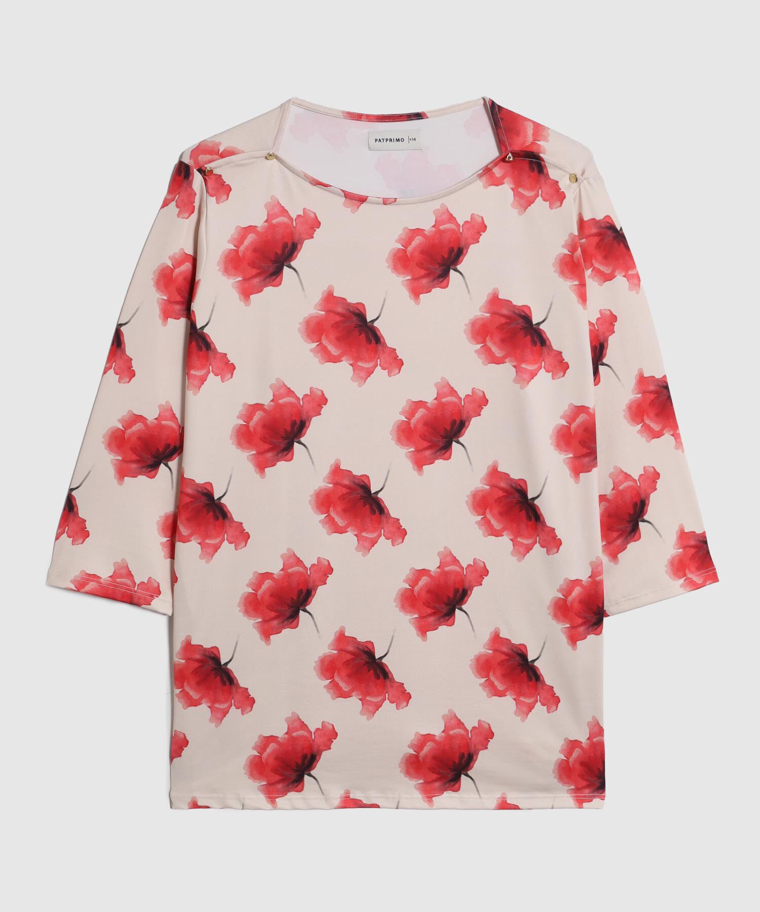 Blusa de Manga 3/4 con Botones Para Mujer Curvy