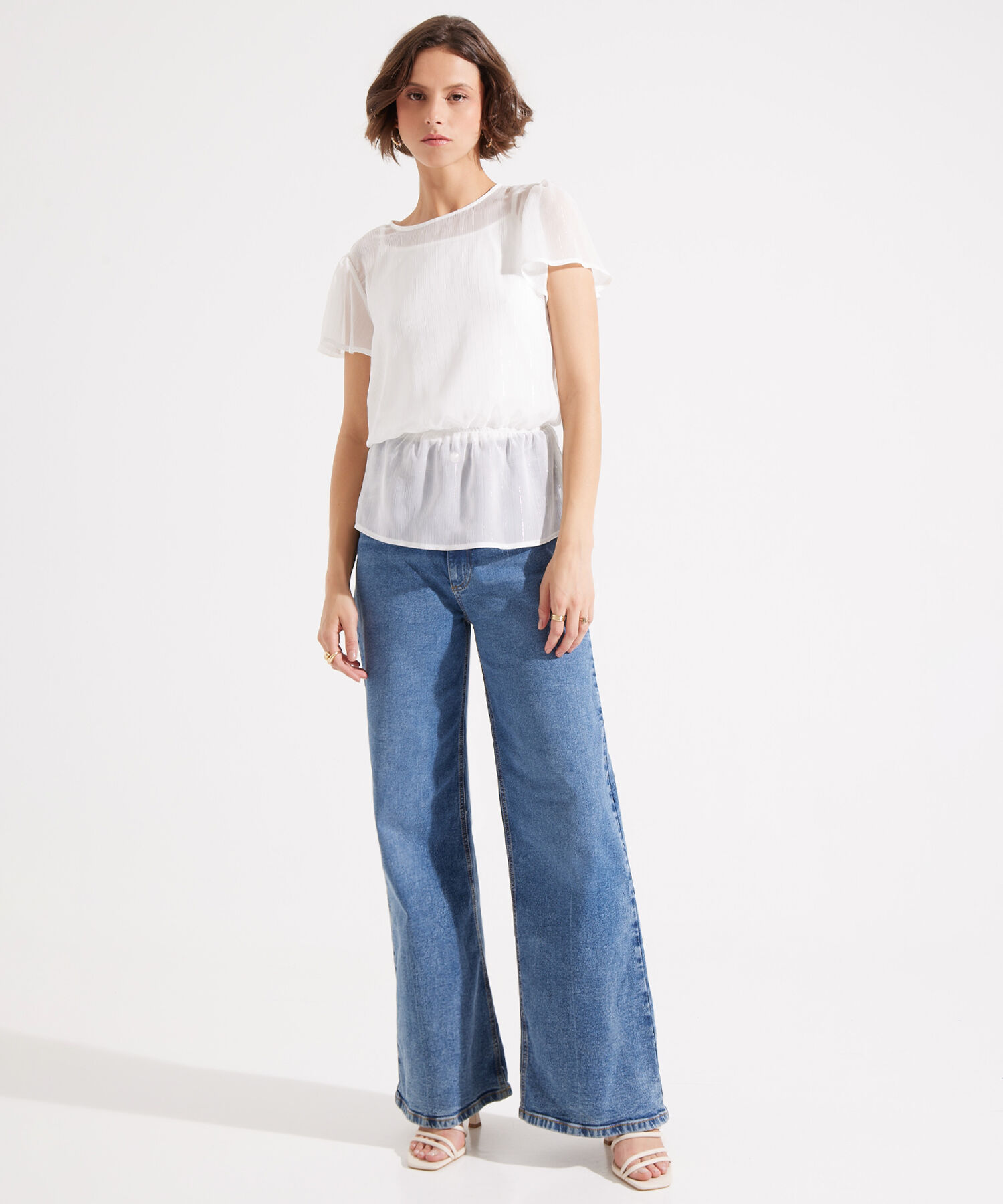 Blusa Manga Corta Unicolor Con Top Interno