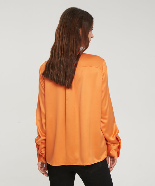 Blusa Manga Larga Cuello Corbata Unicolor