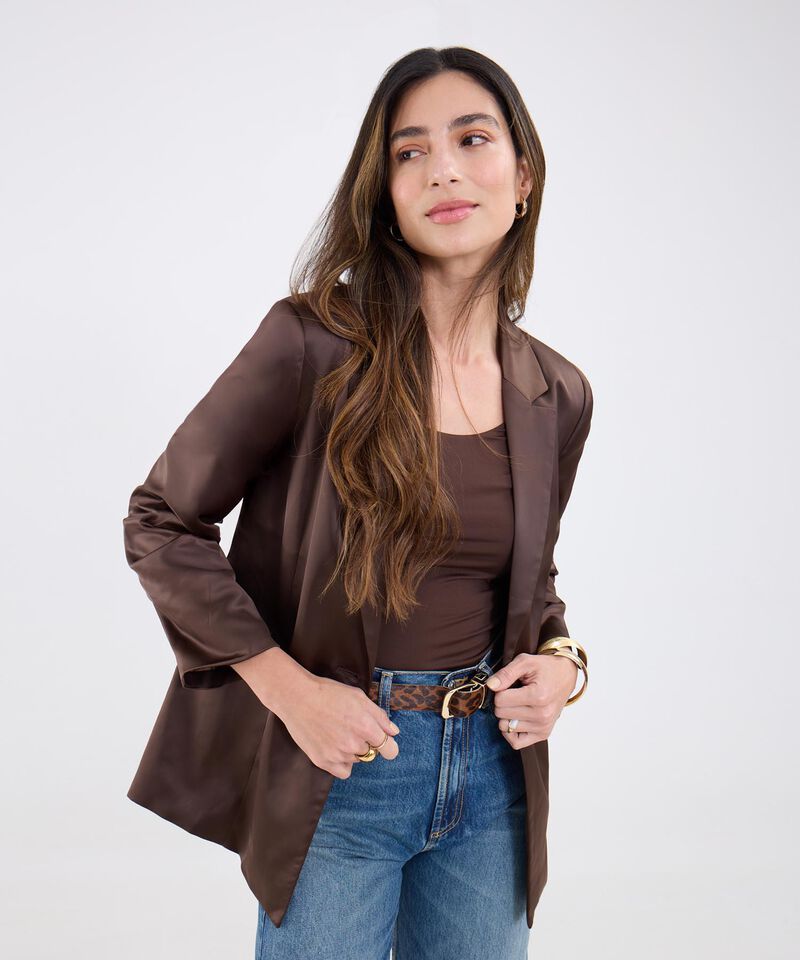 Blazer Unicolor En Satin