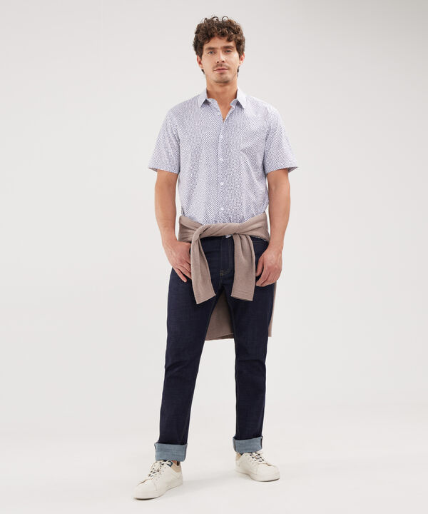Camisa Estampada Manga Corta, Cuello Formal image number null