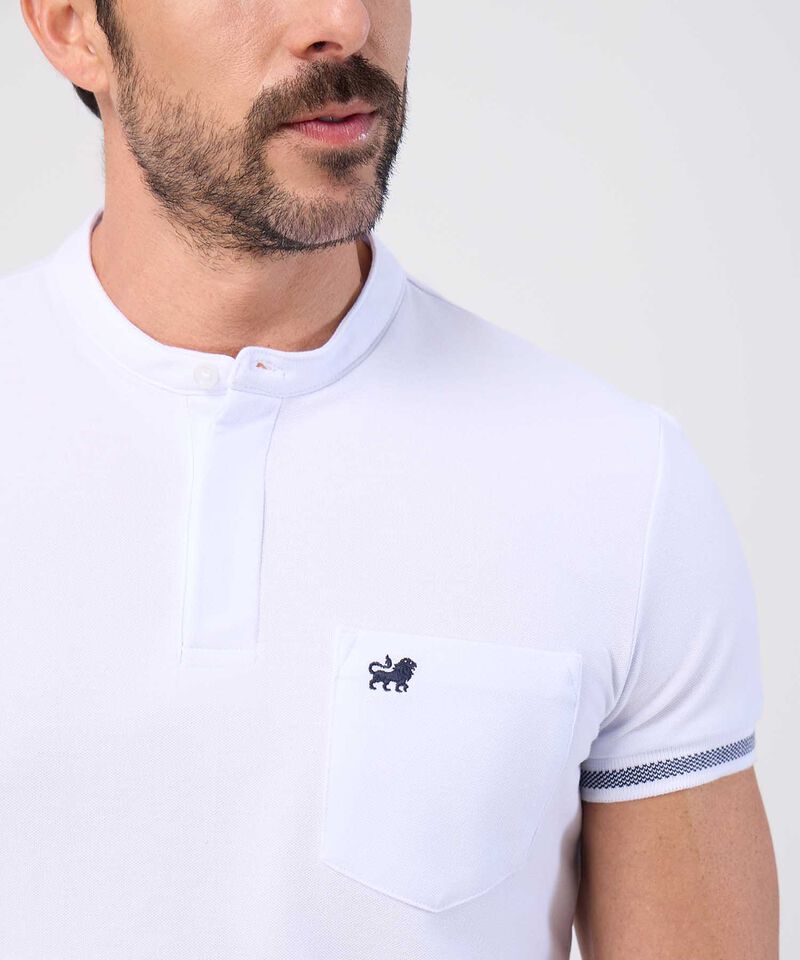 Polo Slim Fit Cuello Mao y Bolsillo Para Hombre