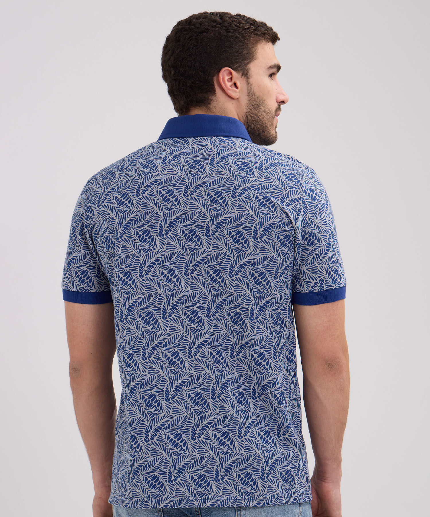 Polo Estampada, Cuello Máquina Con Puños Tejidos