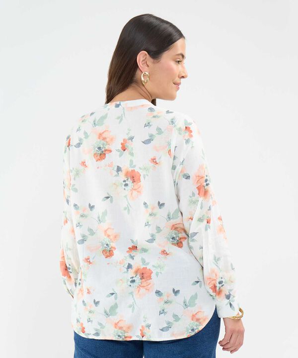Blusa Estampada en Efecto Lino