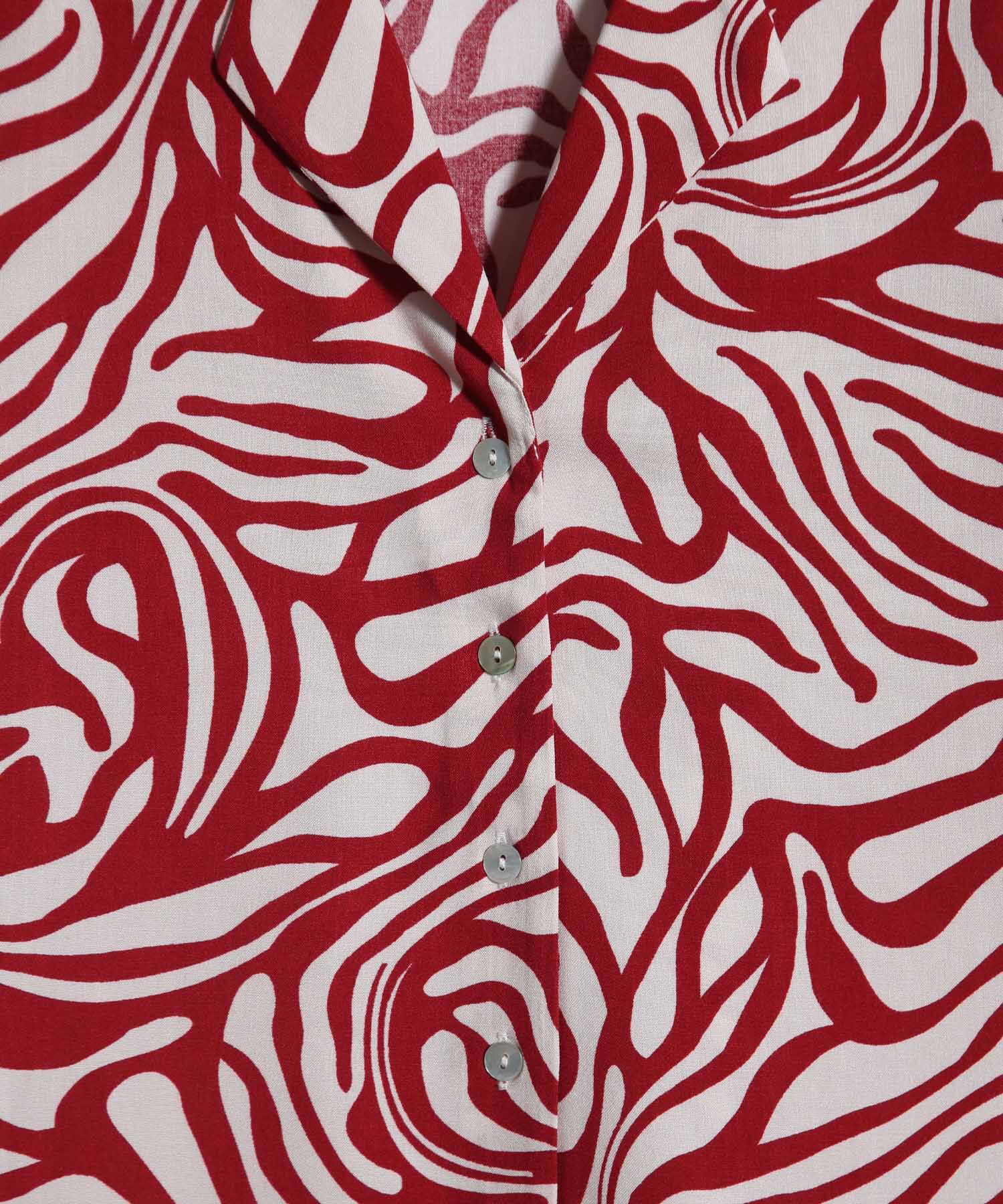 Camisa Estampada, Manga Corta, Cuello Camisero