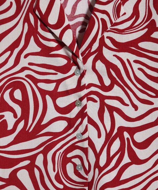 Camisa Estampada, Manga Corta, Cuello Camisero