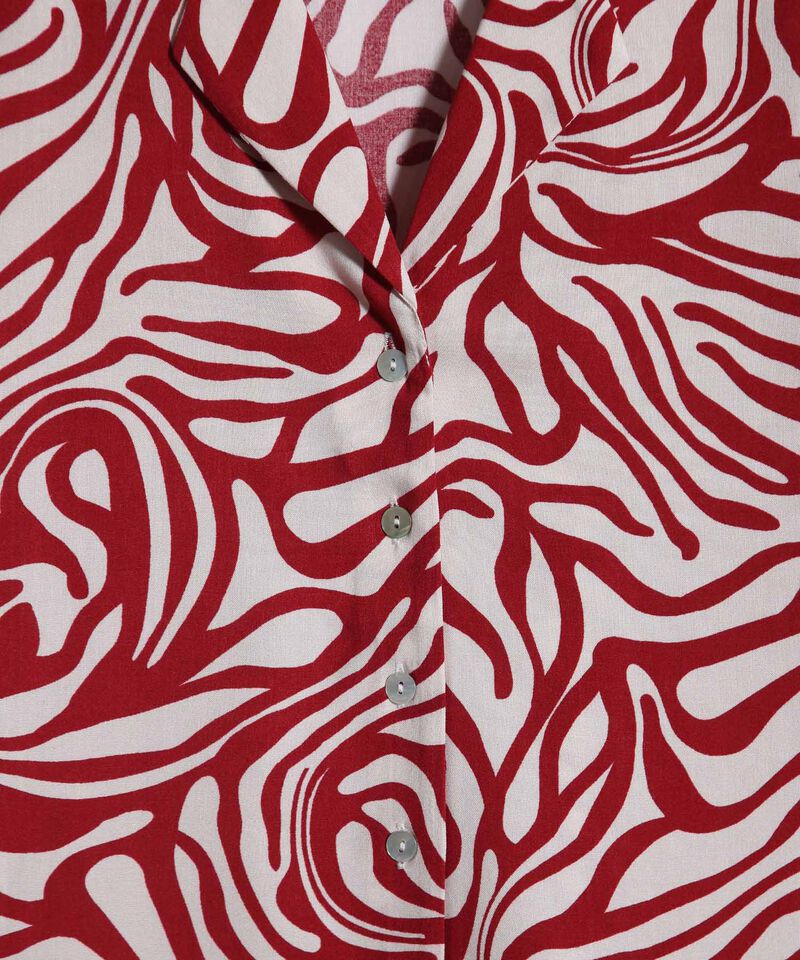 Camisa Estampada, Manga Corta, Cuello Camisero