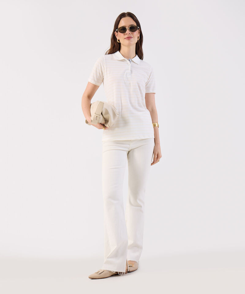 Polo Estampada Manga Corta Con Cuello Tejido Sin Bolsillo