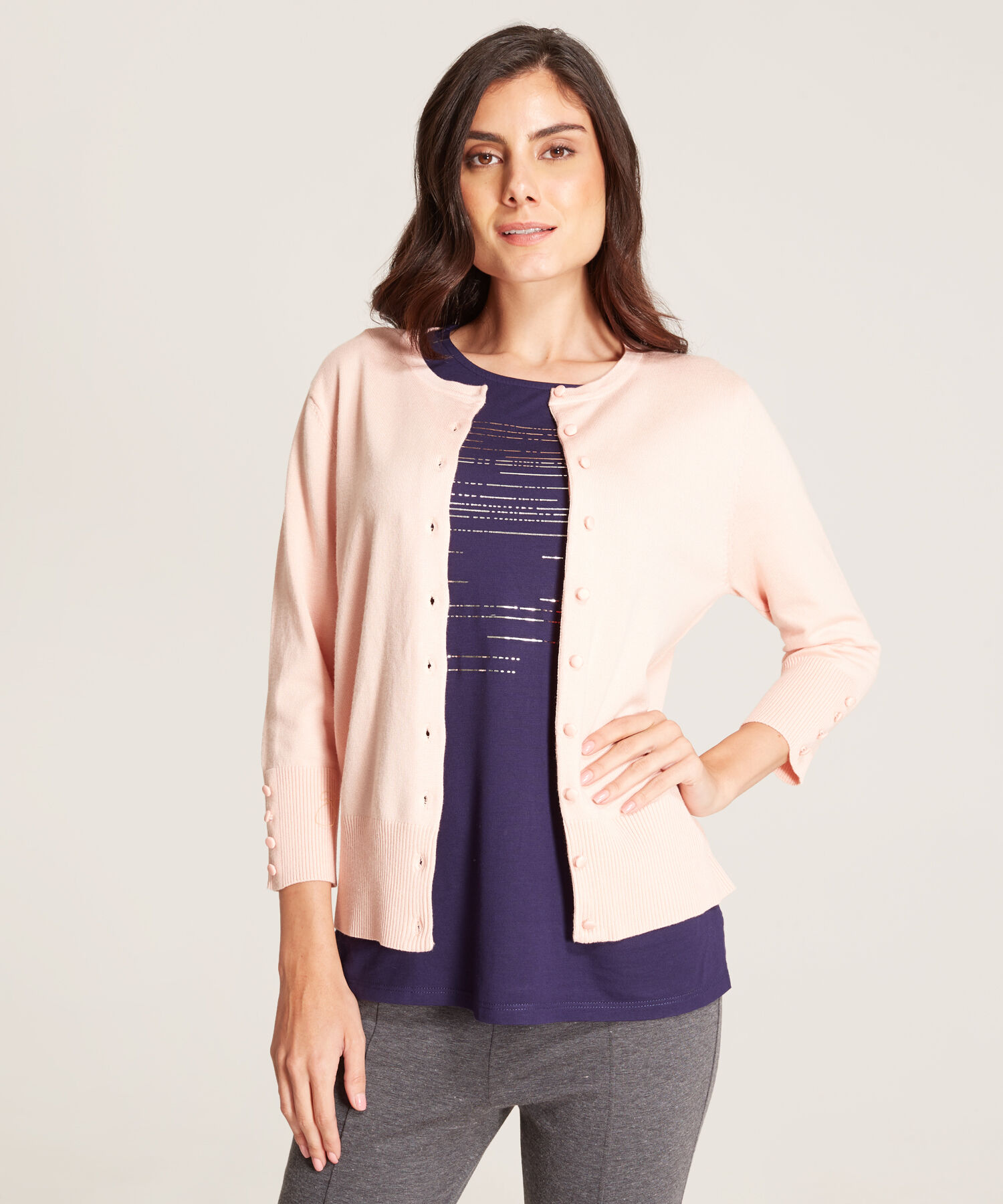 C&aacute;rdigan De Punto Con Botones Para Mujer