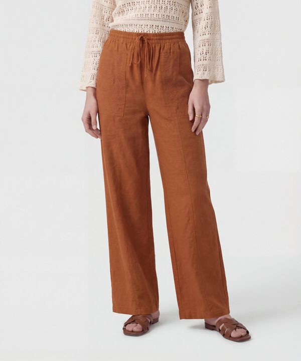 Pantal&oacute;n Wide Leg Con Bolsillos Para Mujer