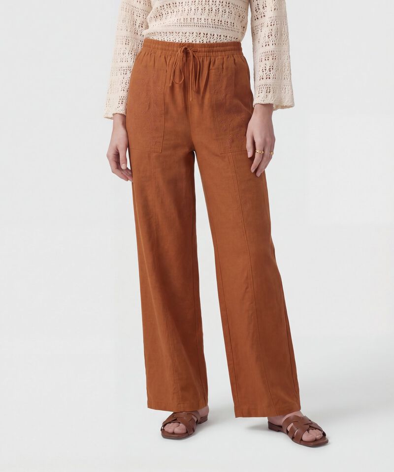 Pantal&oacute;n Wide Leg Con Bolsillos Para Mujer