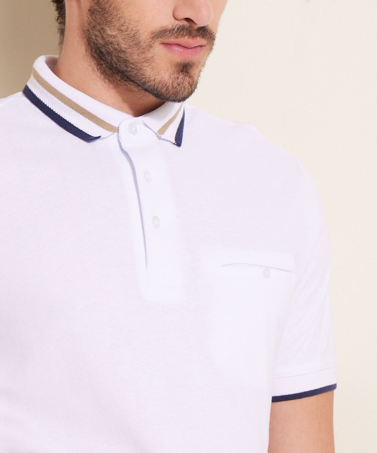Polo Unicolor Cuello Tejido