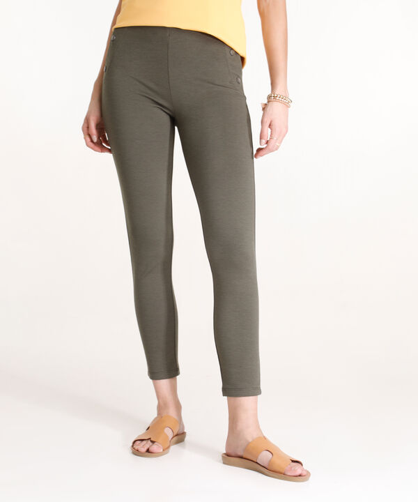 Leggings Solido Con Botones En Frente