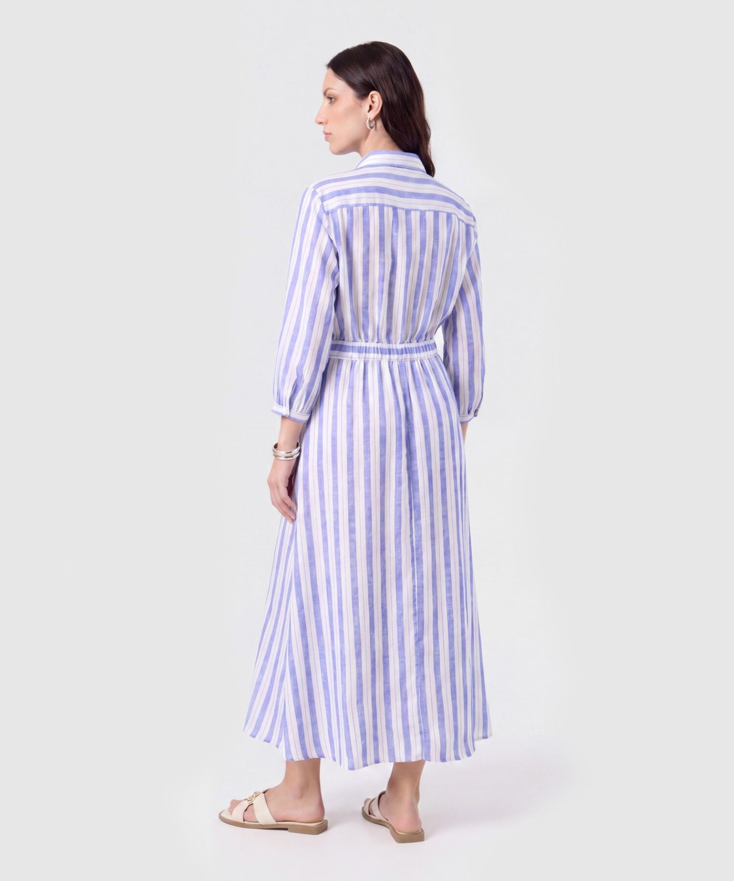 Vestido Camisero Largo de Rayas para Mujer