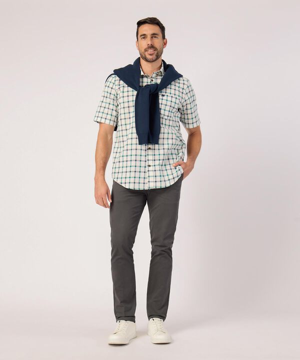 Camisa A Cuadros Manga Corta Con Bolsillo  image number null