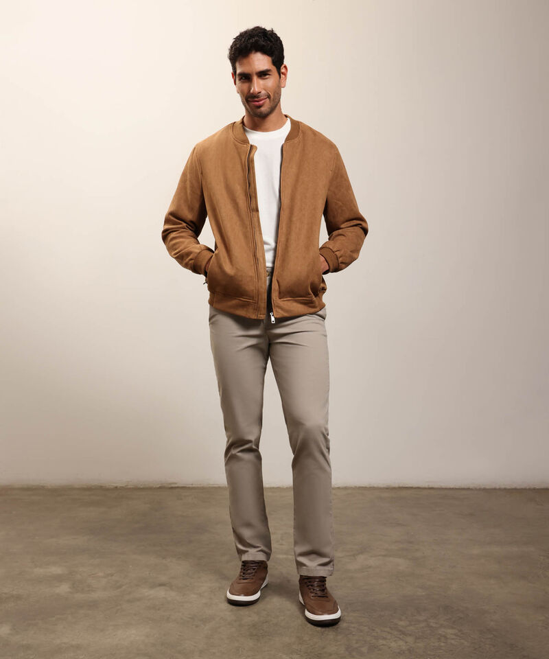 Chaqueta Bomber de Tela Lisa para Hombre Casual