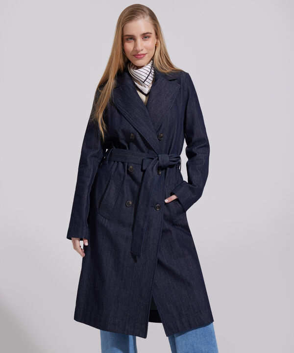 Chaqueta Gabardina En Denim Tono Azul Raw