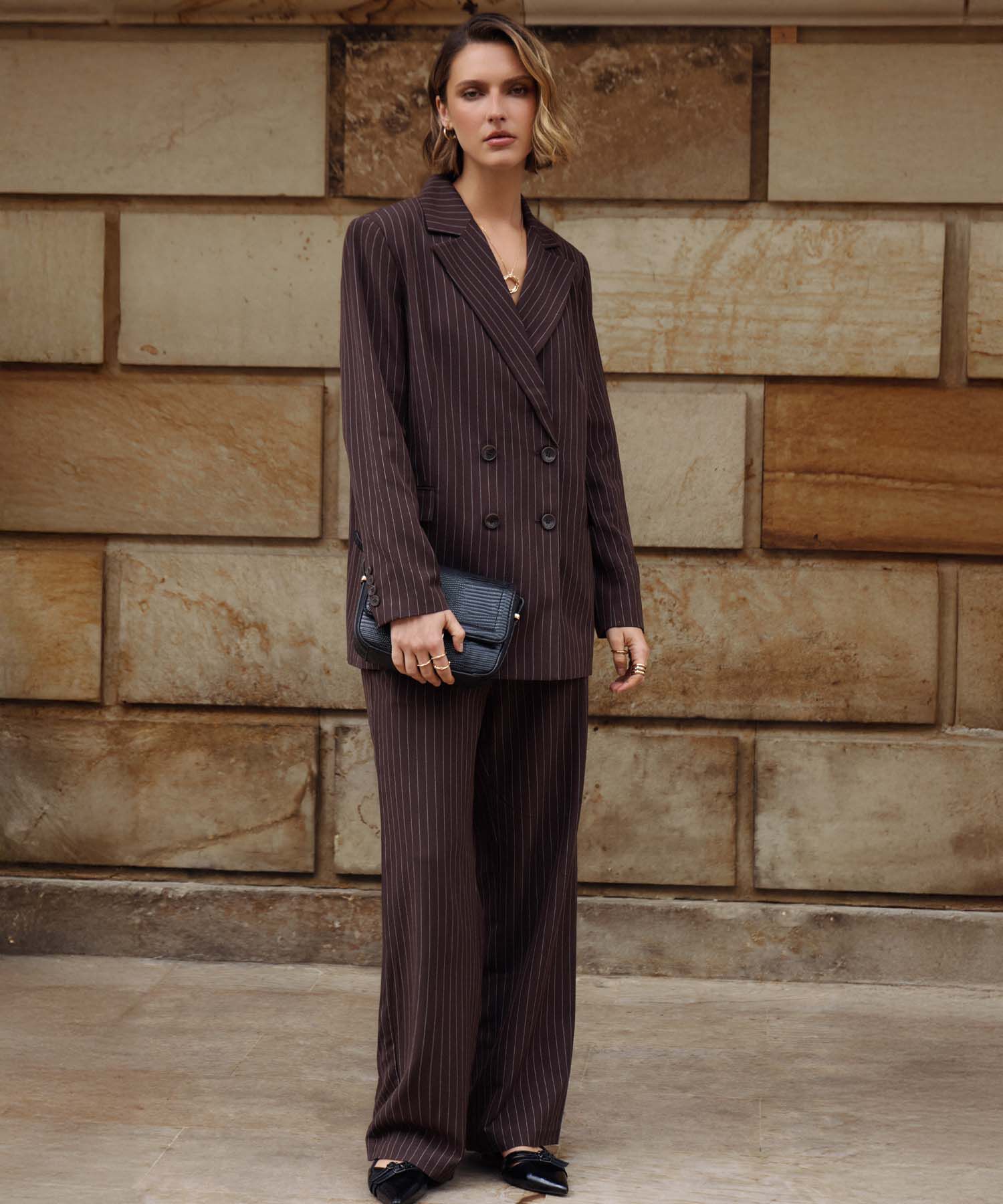Chaqueta Tipo Blazer Cruzada Para Mujer