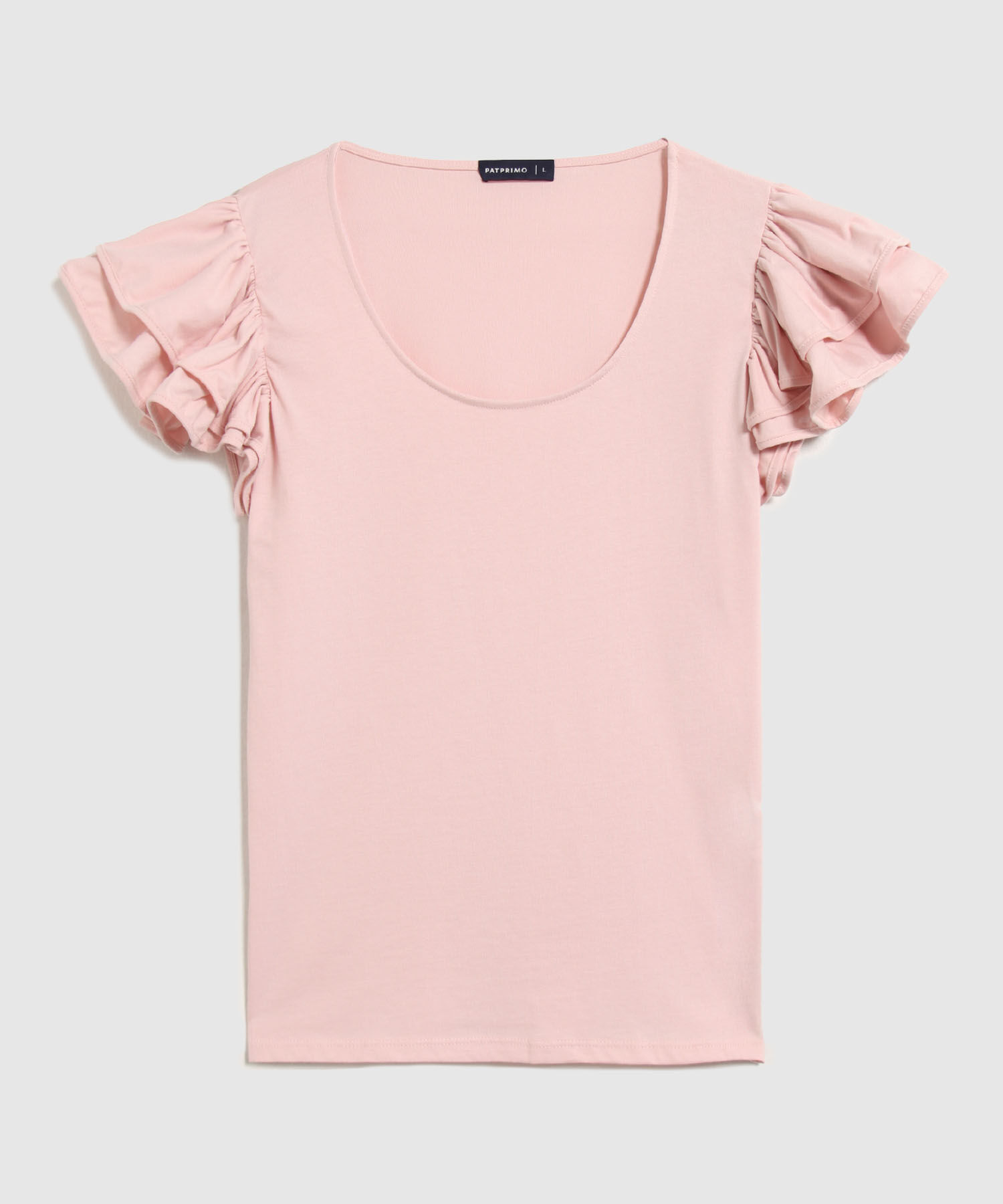 Camiseta Unicolor Con Detalle En Mangas 