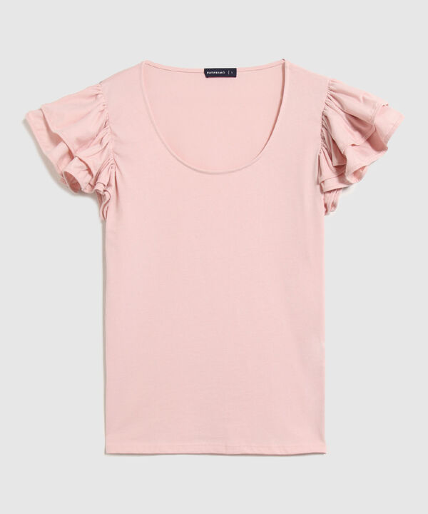 Camiseta Unicolor Con Detalle En Mangas  image number null