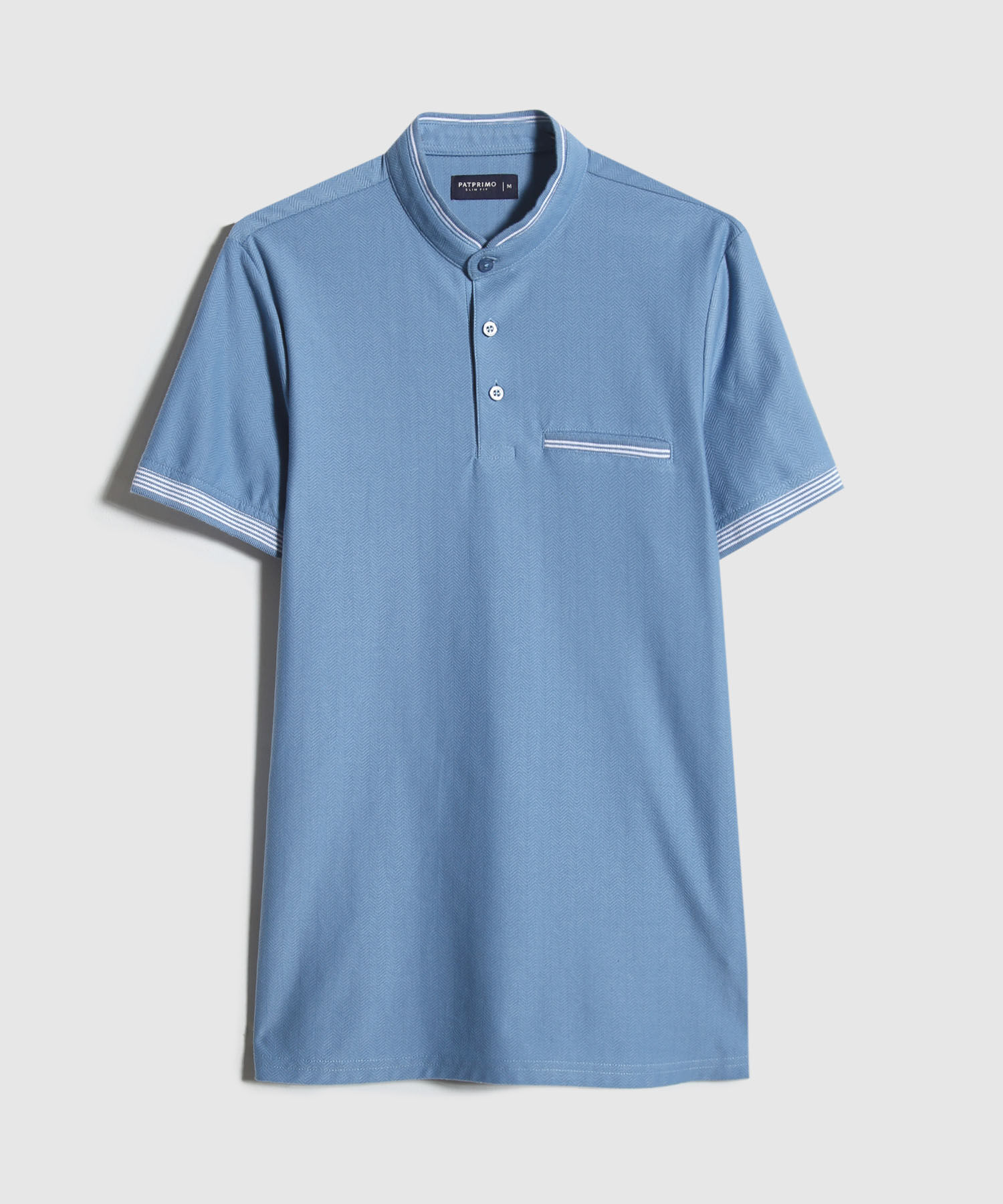 Polo Cuello Mao Unicolor Con Bolsillo Ribete