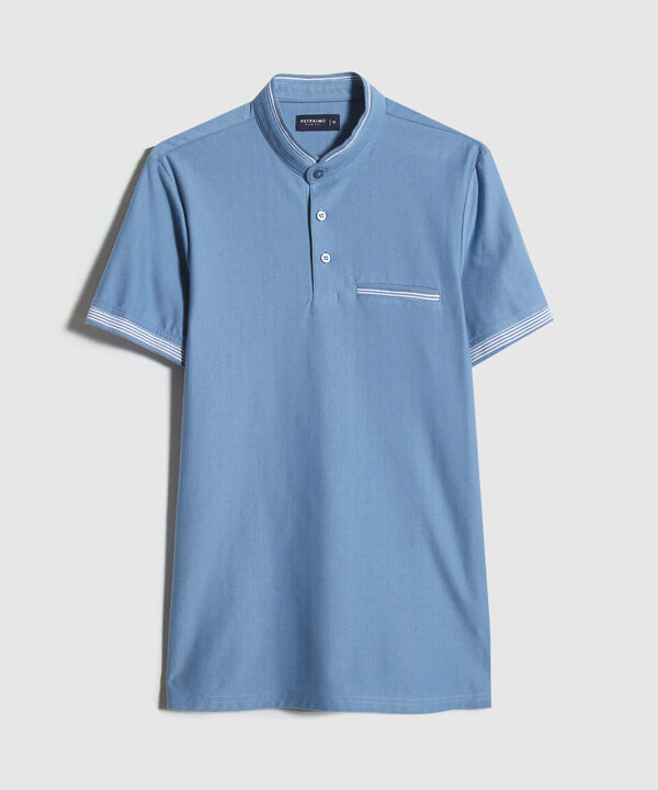 Polo Cuello Mao Unicolor Con Bolsillo Ribete