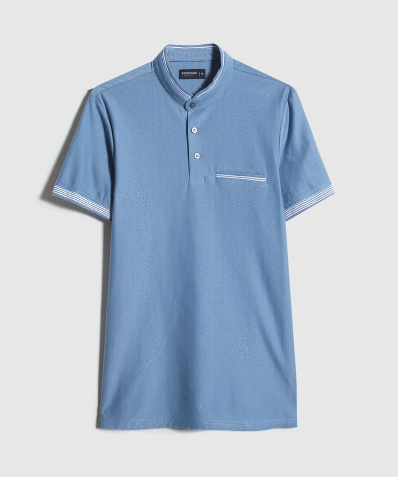 Polo Cuello Mao Unicolor Con Bolsillo Ribete
