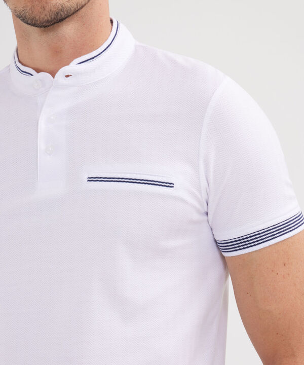 Polo Cuello Mao Unicolor Con Bolsillo Ribete