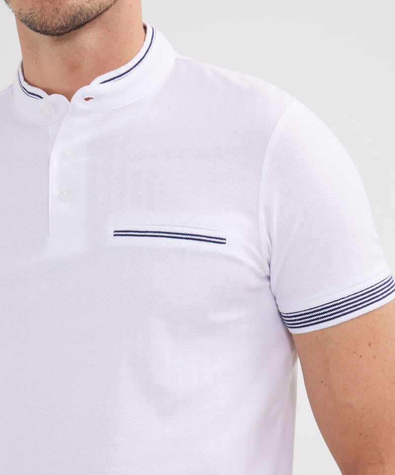 Polo Cuello Mao Unicolor Con Bolsillo Ribete