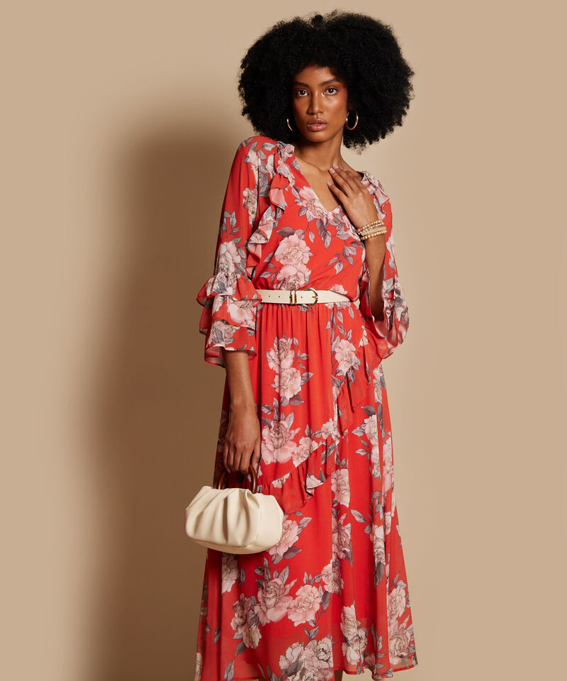 Vestido Manga 3/4  Largo Estampado