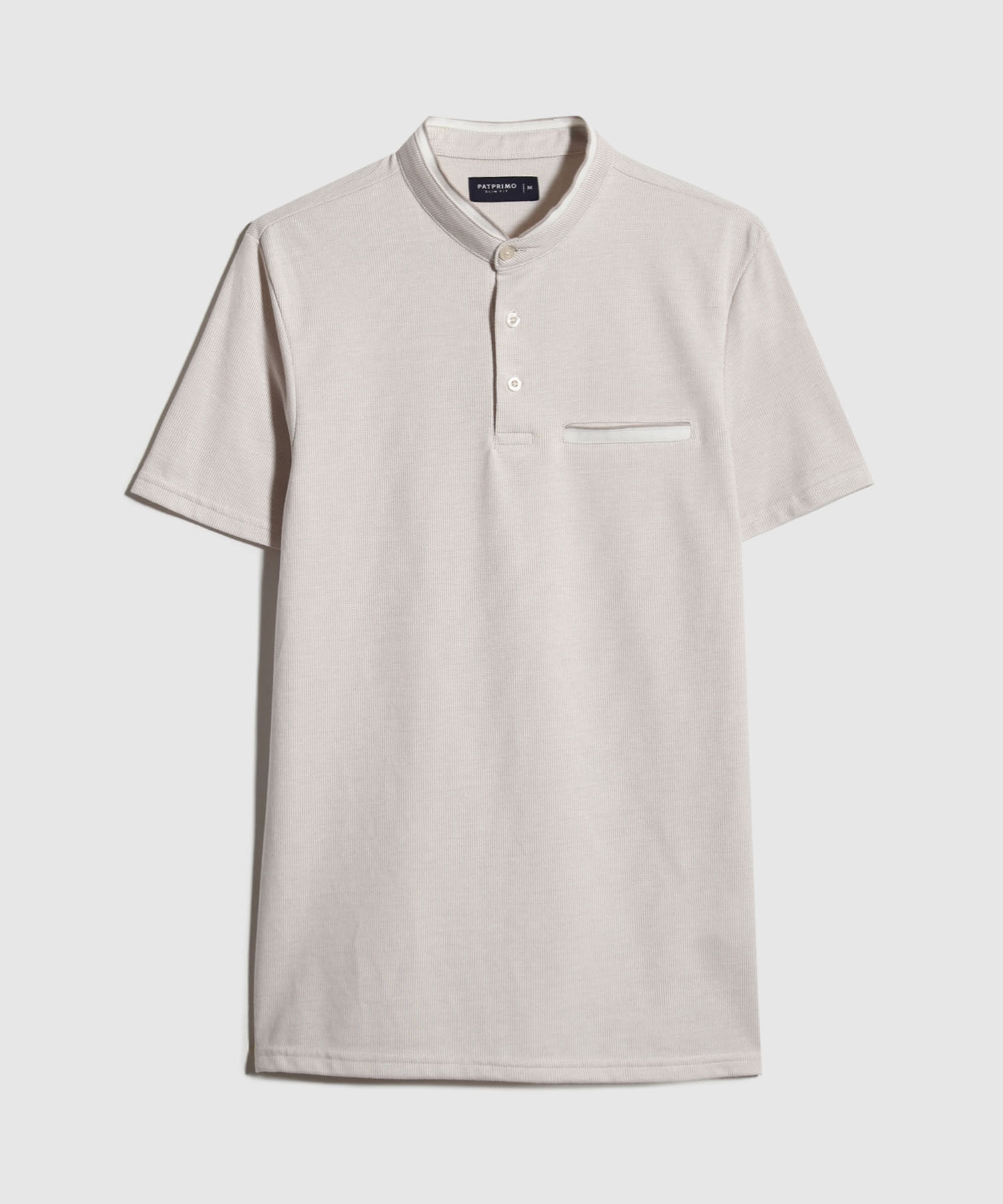 Polo Cuello Mao Unicolor Con Simulación Bolsillo Ribete