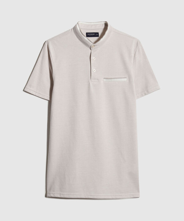 Polo Cuello Mao Unicolor Con Simulación Bolsillo Ribete